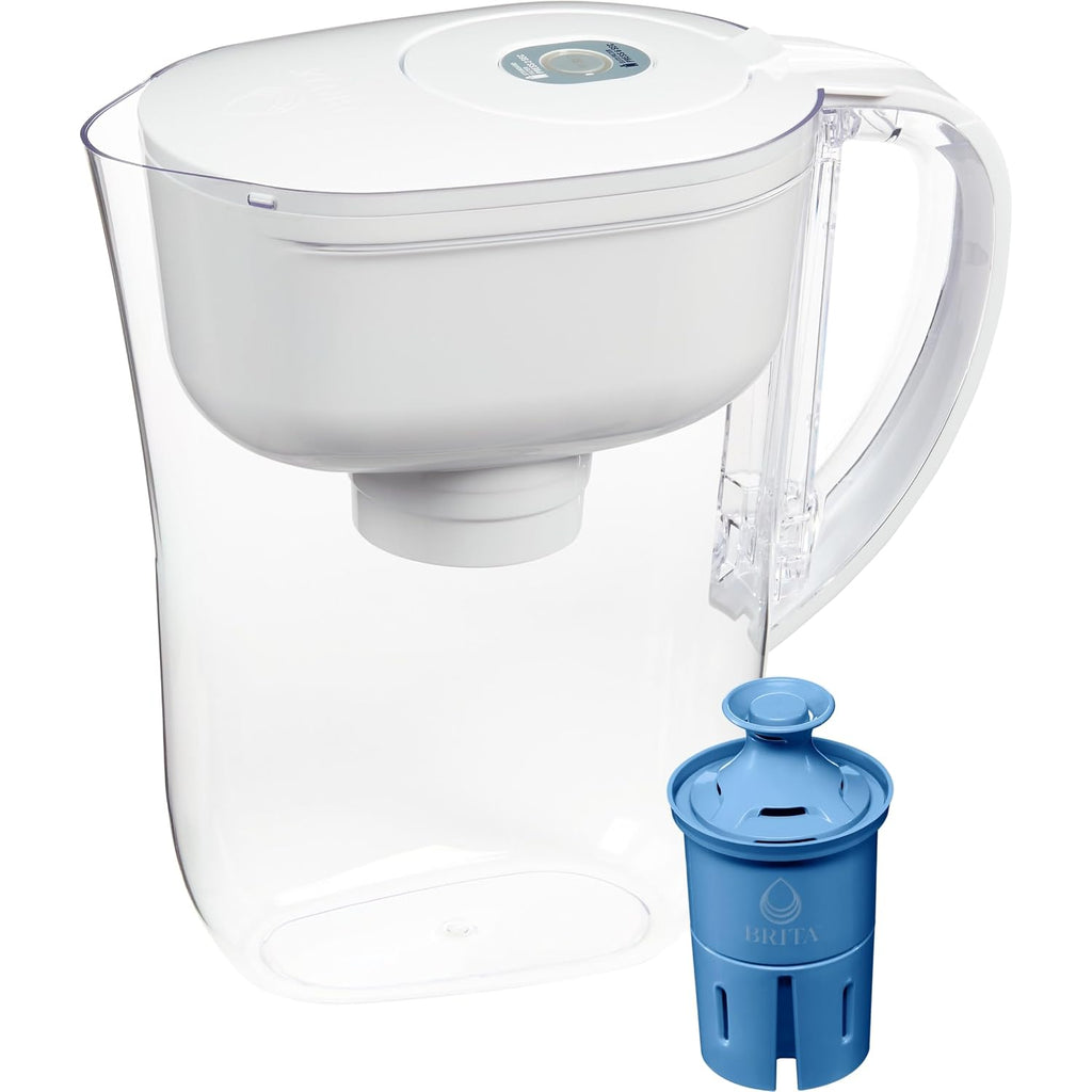 Brita Small 6 Cup Water Filter Pitcher, 1 Elite Filter, Metro, White