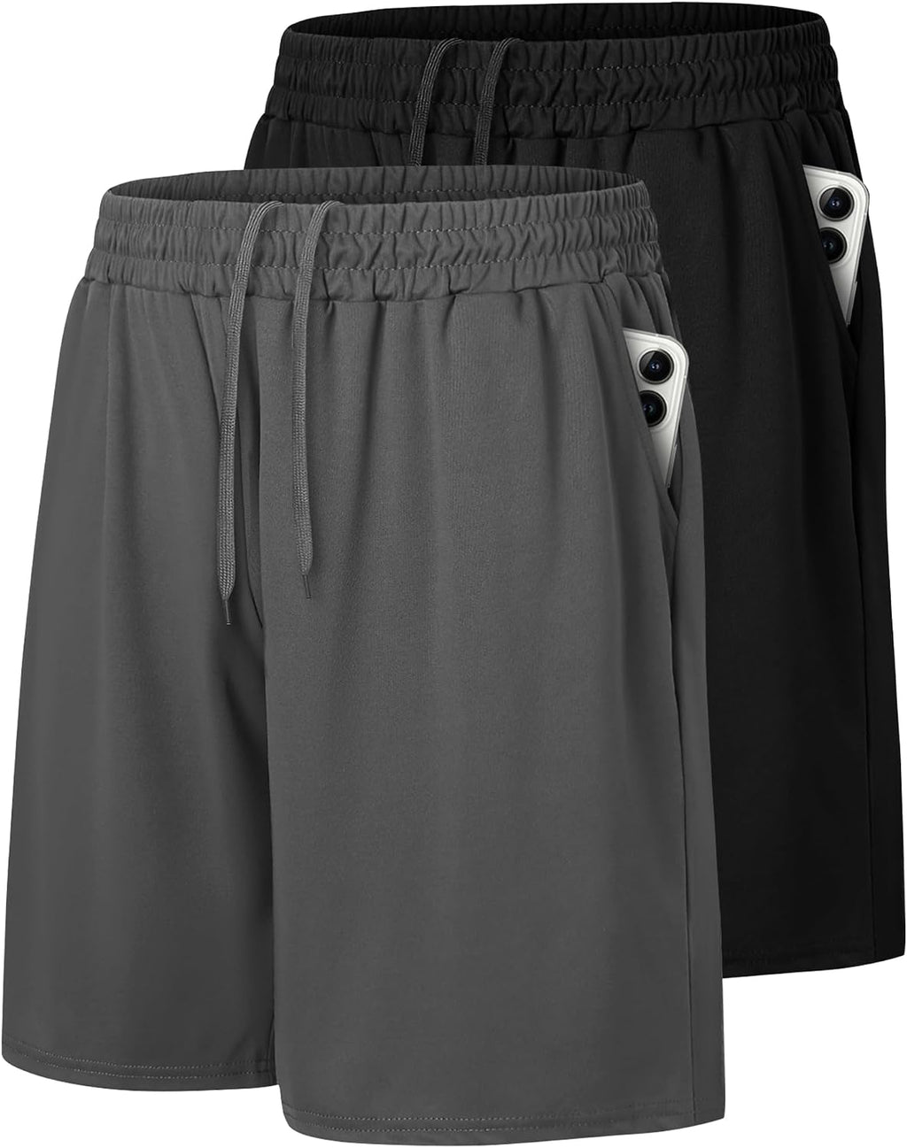 2 Pack Mens Gym Basketball Shorts - Athletic Black Workout Quick Dry Shorts
