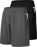 2 Pack Mens Gym Basketball Shorts - Athletic Black Workout Quick Dry Shorts