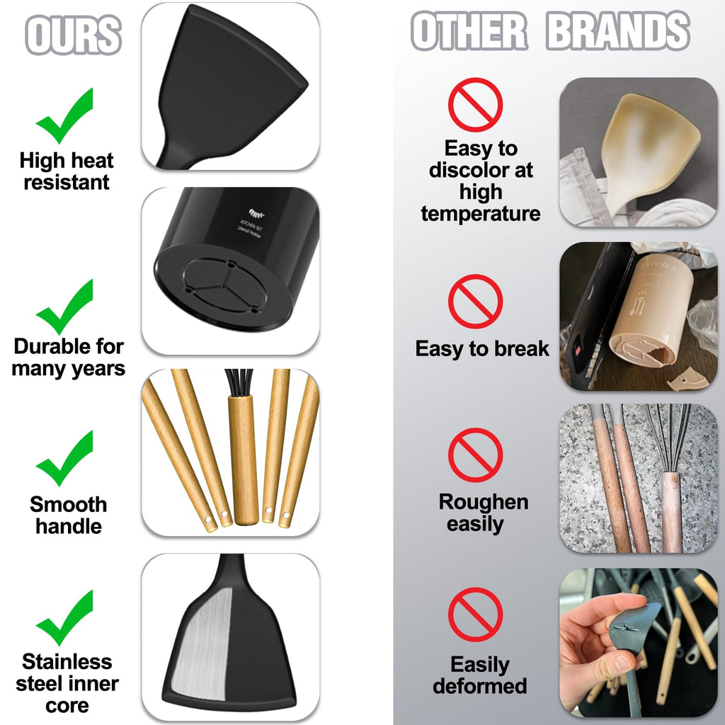 Umite Chef Food Grade Thickened Silicone (Stainless Steel Core) Kitchen Gadgets Tools Set - Kitchen Cooking Utensils Set, Heat Resistant Kitchen Spatula Tools Set