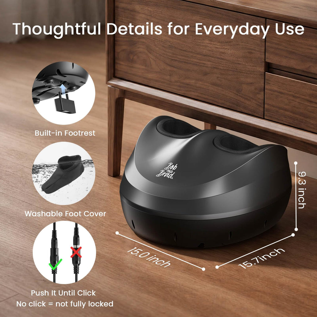BOB AND BRAD Foot Massager Machine with Heat, FSA Eligible HSA Shiatsu Foot Massager for Plantar Fasciitis & Neuropathy with Kneading & Compression, Cordless Remote Control, Gift for Family, Size 14