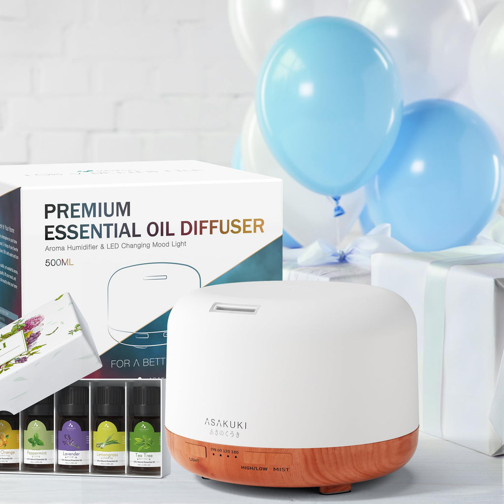 ASAKUKI Essential Oil Diffuser for Home, 500ML Aromatherapy Humidifier
