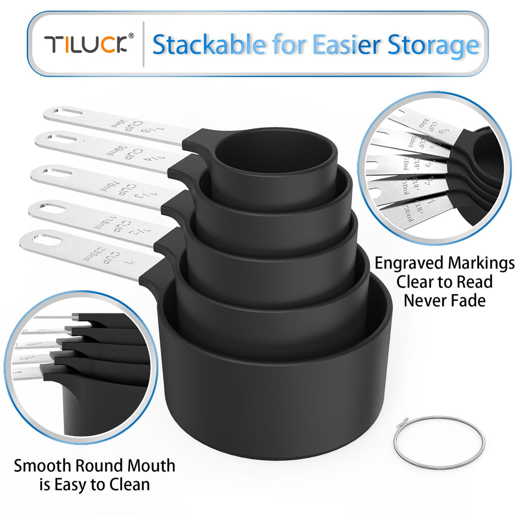 Measuring Cups & Spoons Set, Stackable Cups and Spoons