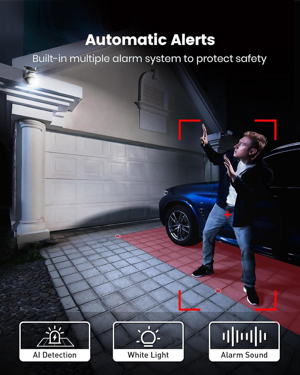 aosu Solar Camera Outdoor Wireless for Home Surveillance,Fixed Solar Panel