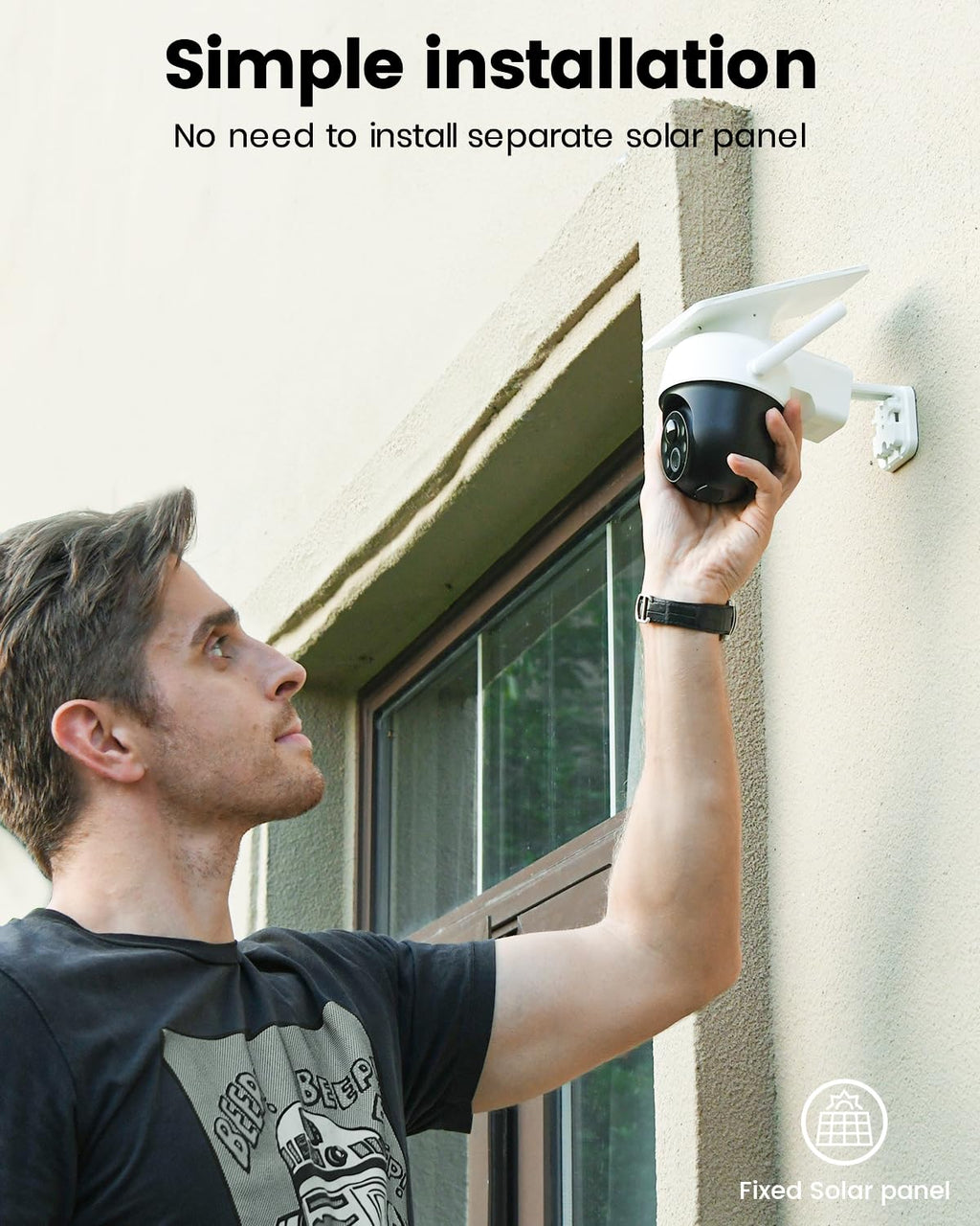 aosu Solar Camera Outdoor Wireless for Home Surveillance,Fixed Solar Panel