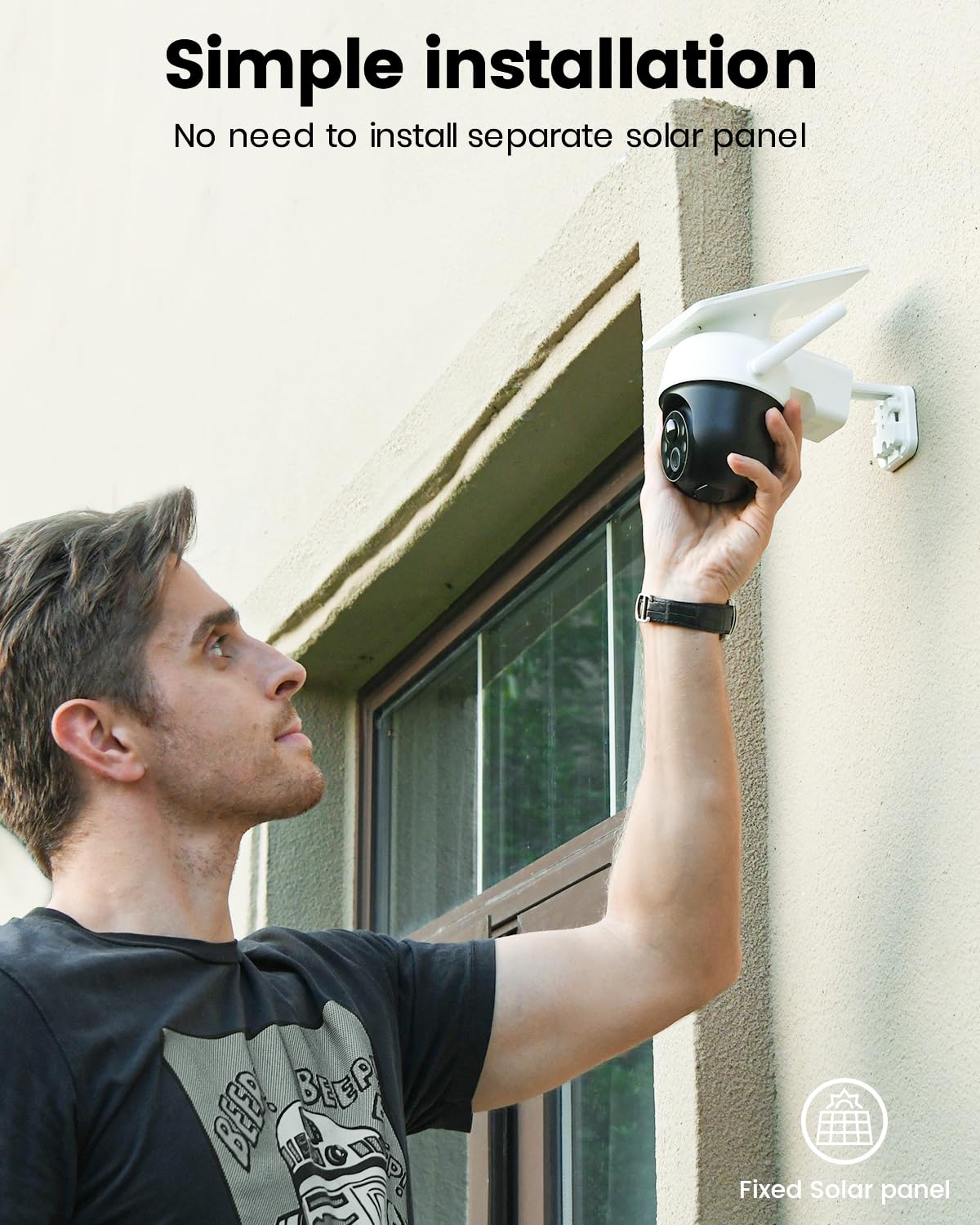 aosu Solar Camera Outdoor Wireless for Home Surveillance,Fixed Solar Panel