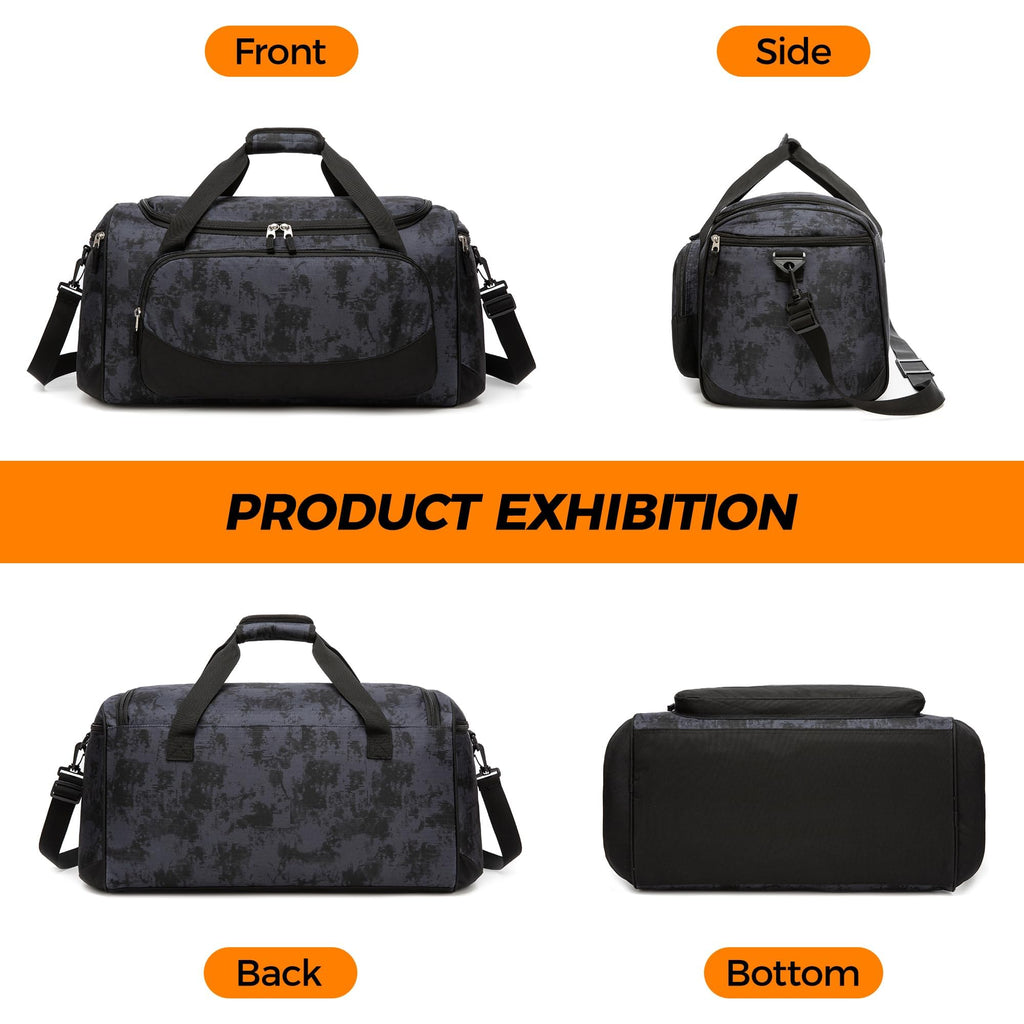 Gym Bag for Men & Women - 50L Large Duffle Bag for Travel, Black