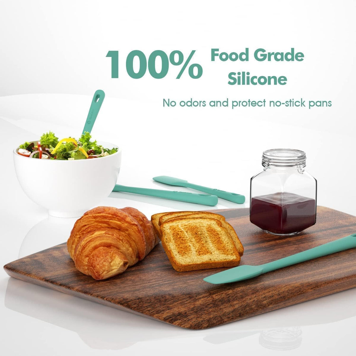 ChefAide 5 Pieces Silicone Spatulas Set, Heat Resistant Rubber Spatula