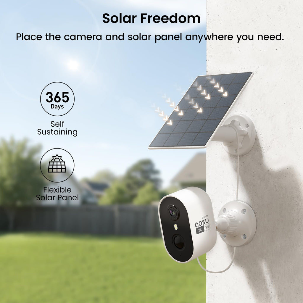aosu 2K Solar Security Cameras Wireless Outdoor System, 6-Cam-Kit
