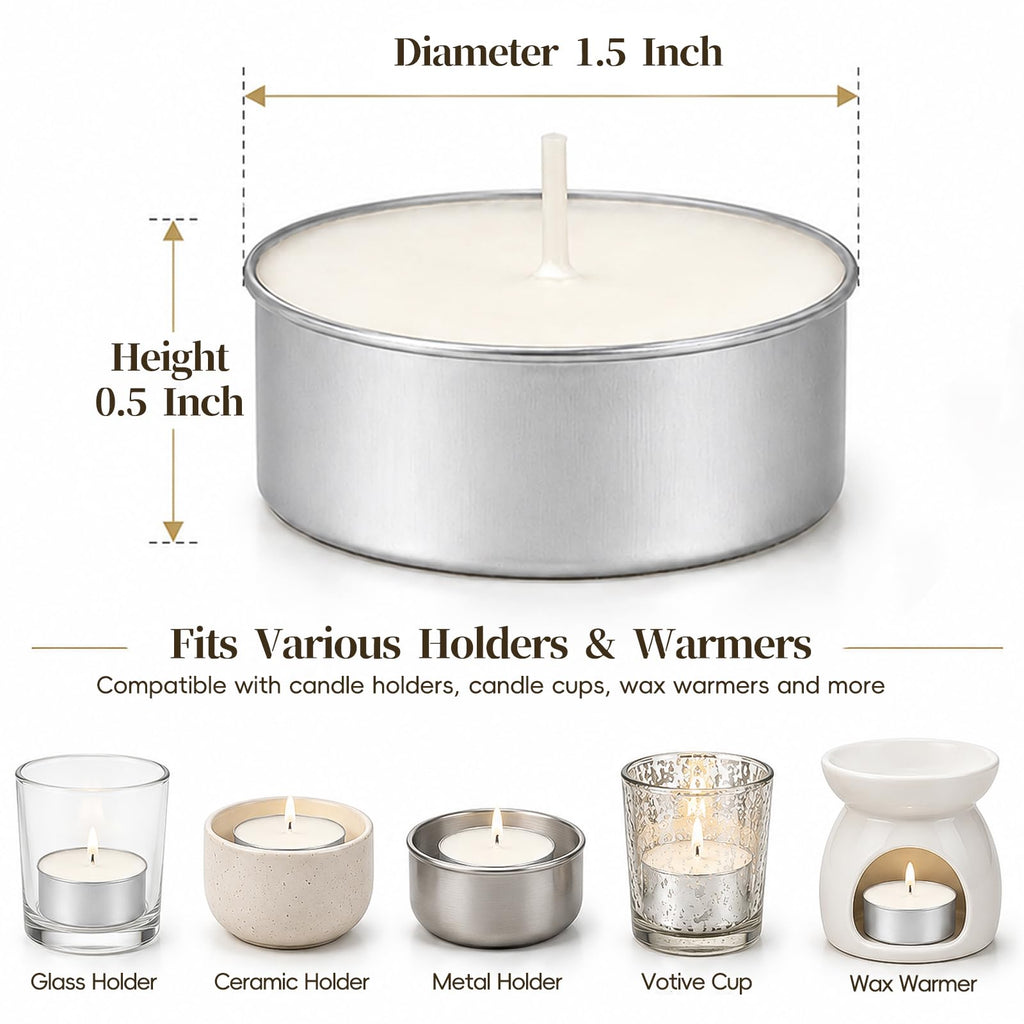 Tea Lights Candles 80 Pack, 4 Hour Palm Wax Tealight Candle Set