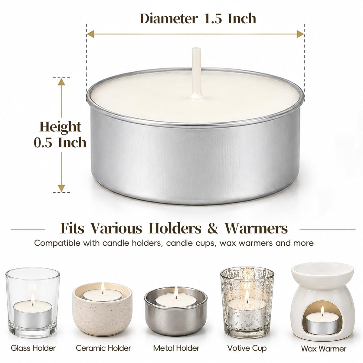 Tea Lights Candles 80 Pack, 4 Hour Palm Wax Tealight Candle Set