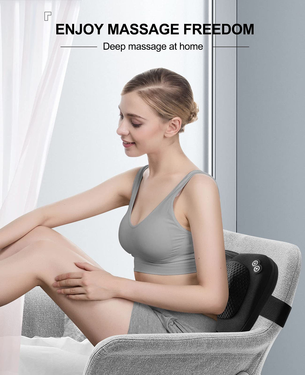 VIKTOR JURGEN Shiatsu Back Massager with Heat for Pain Relief, Gray