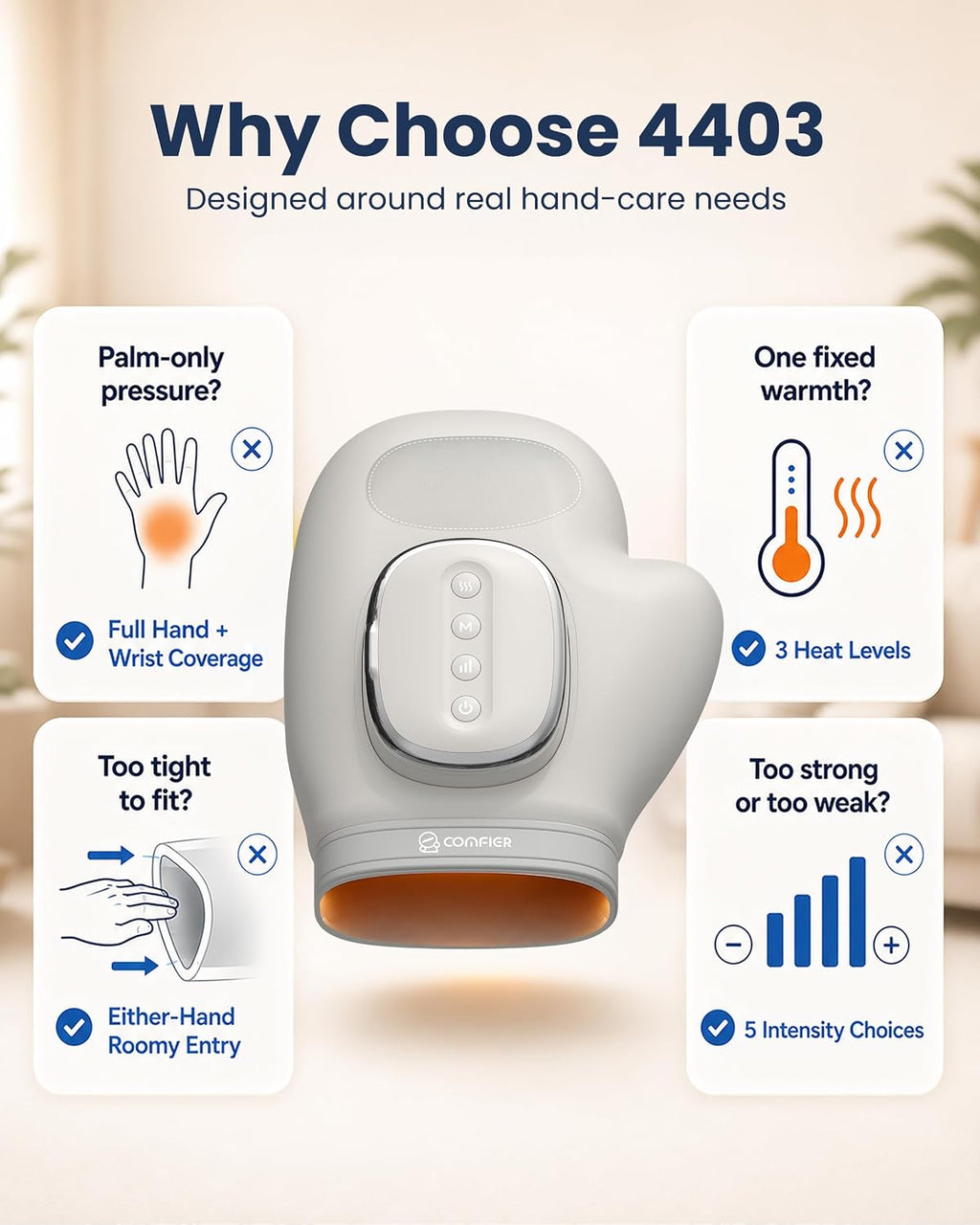 COMFIER Hand Massager with Heat and Compression for Arthritis Carpal Tunnel