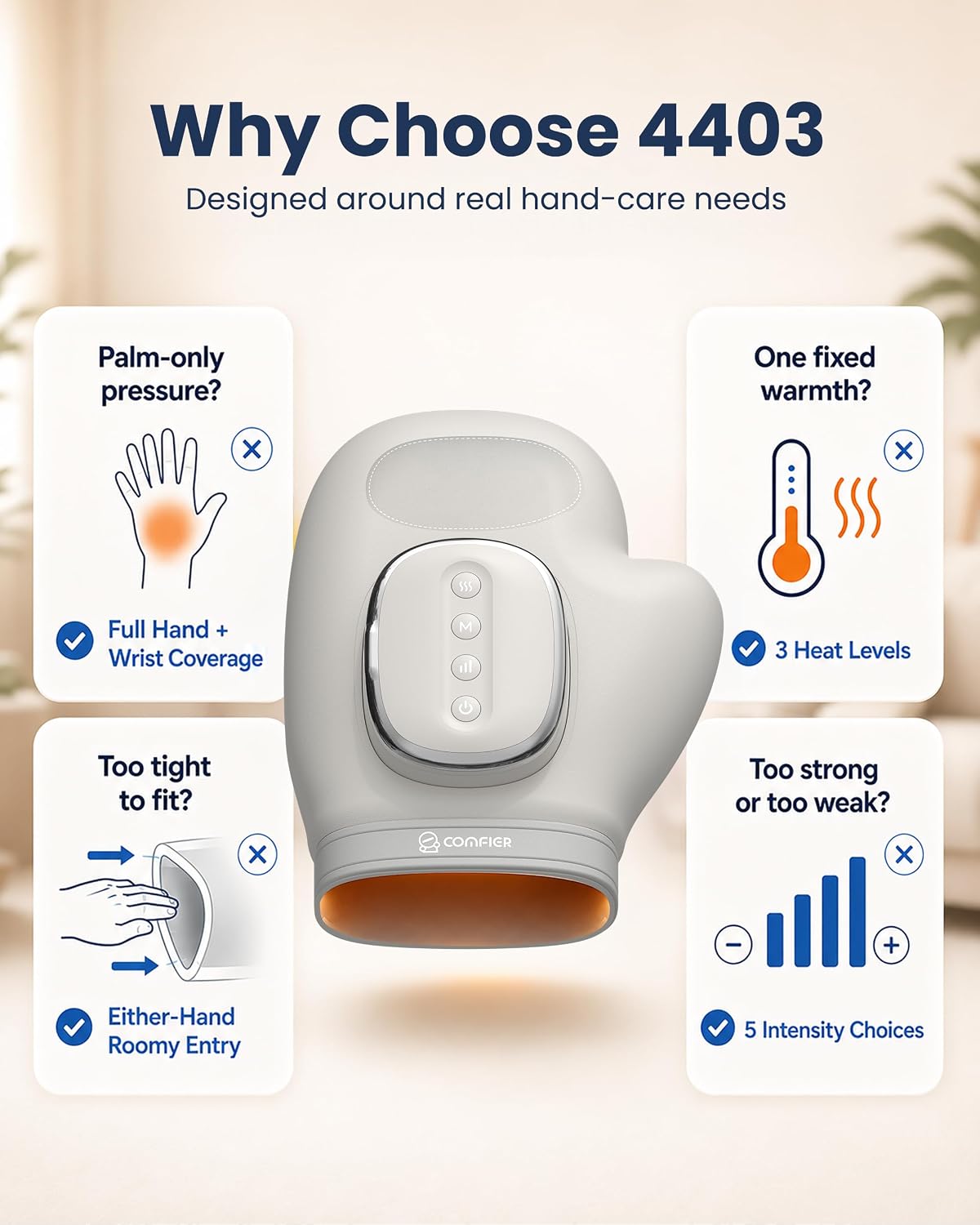 COMFIER Hand Massager with Heat and Compression for Arthritis Carpal Tunnel