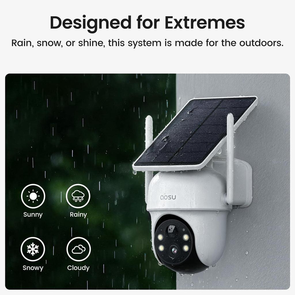 aosu D1 Classic 4-Cam Kit, Security Cameras Wireless Outdoor, Solar Powered