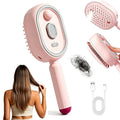 Women Electric Spray Air Cushion Massage Hair Comb, Self‑Cleaning Anti‑Tangle Anti‑Static Volumizing Brush, for Frizz Control Smooth Shine Daily Hair Care(Pink)