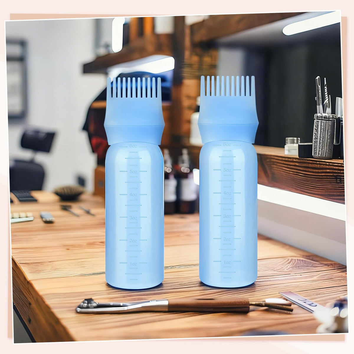 Pimoys 2Pcs 6Oz Root Comb Hair Dye Oil Applicator Bottles For Scalp, Purple