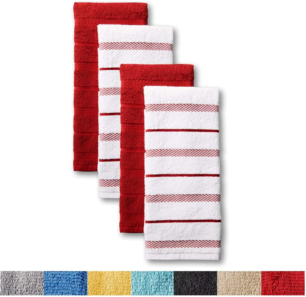 KitchenAid Albany Kitchen Towel 4-Pack Set, Milkshake Tan/White, 16"x26"