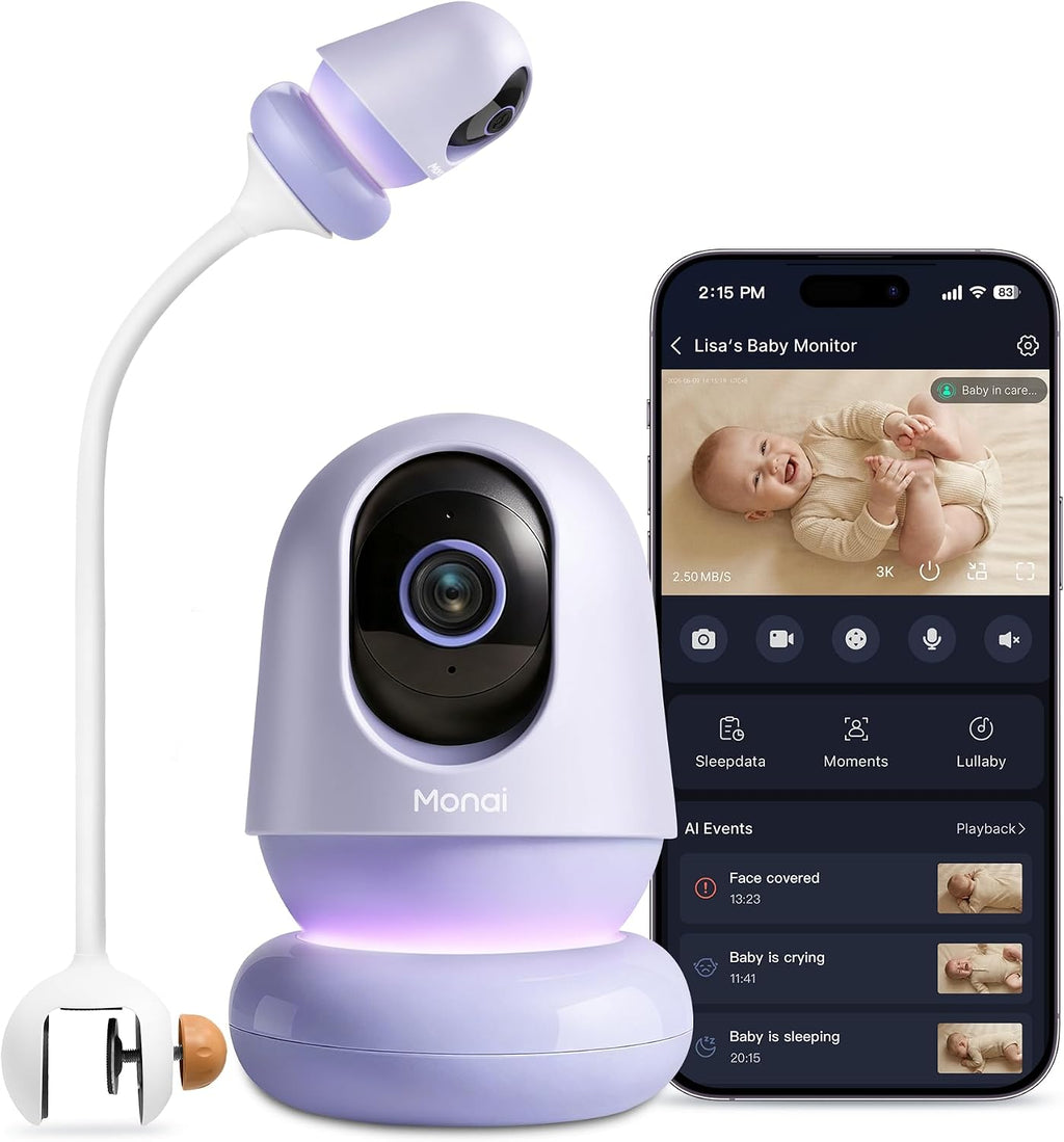 Monai Nest WiFi Baby Monitor with Camera and Audio, Portable, 8H Battery