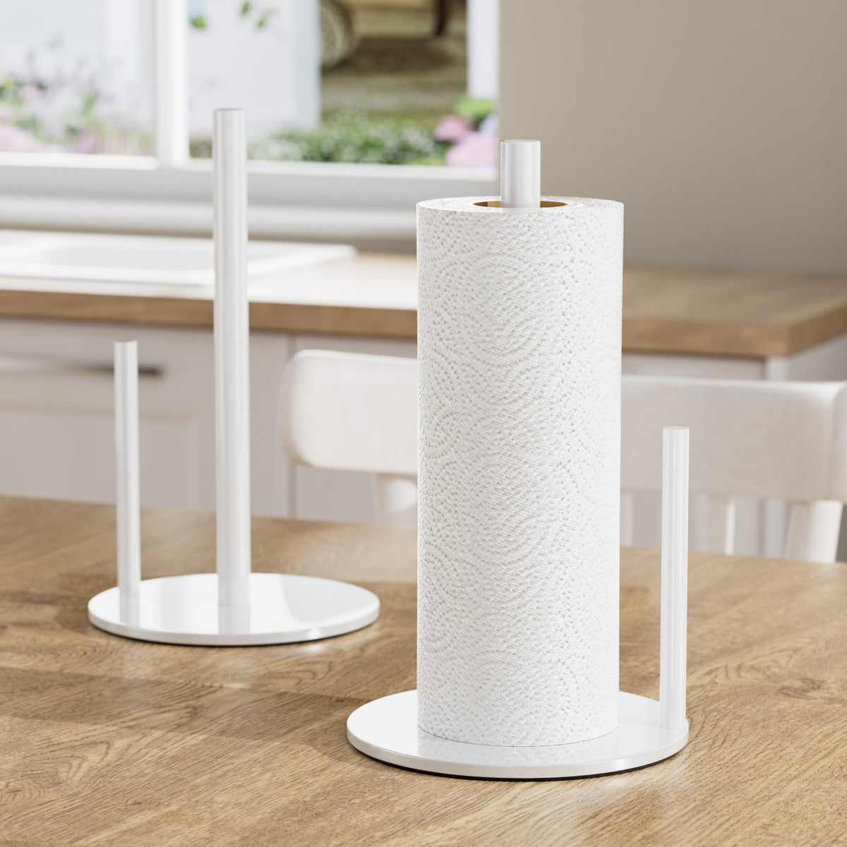 Paper Towel Holder Black Stainless Steel Kitchen Countertop Roll Organizer