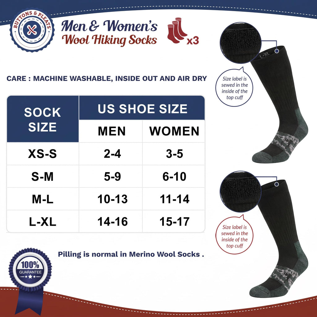 Wool Socks for Men & Women Merino Thermal Warm Cozy Winter Boot Sock