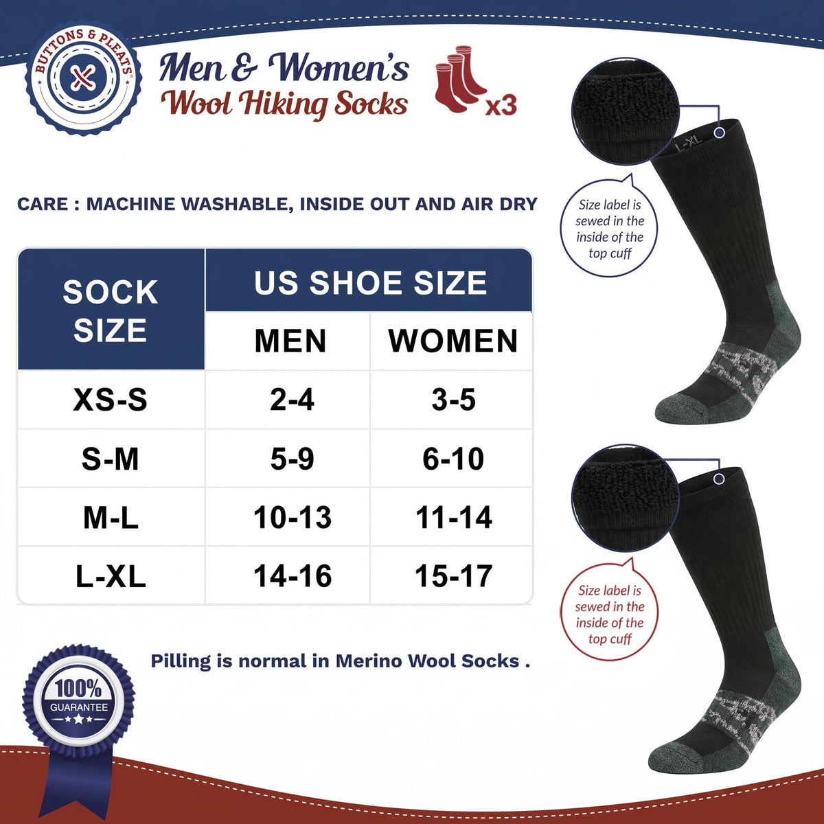 Wool Socks for Men & Women Merino Thermal Warm Cozy Winter Boot Sock