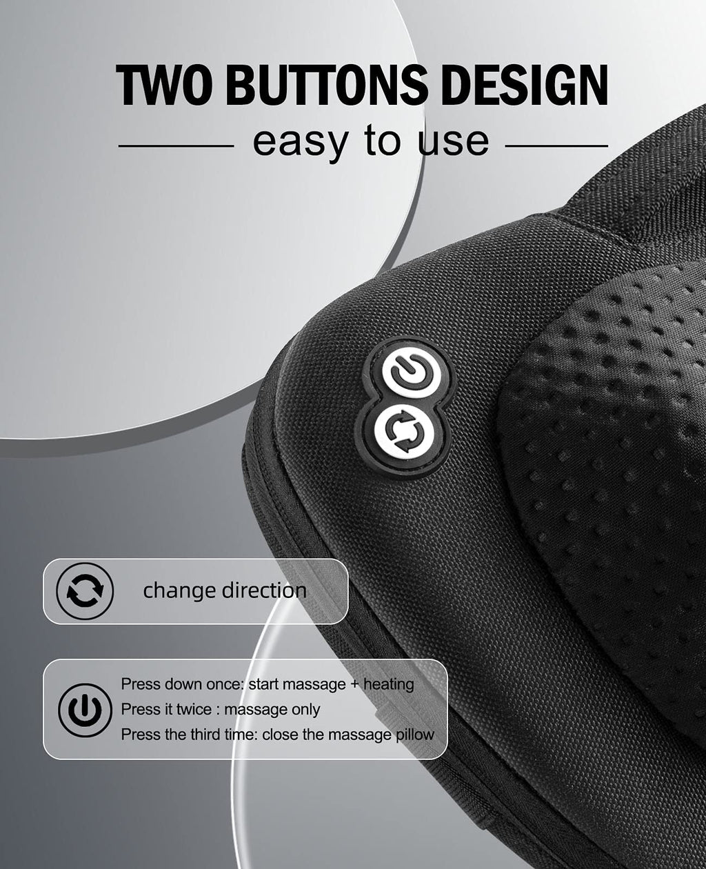 VIKTOR JURGEN Shiatsu Back Massager with Heat for Pain Relief, Gray
