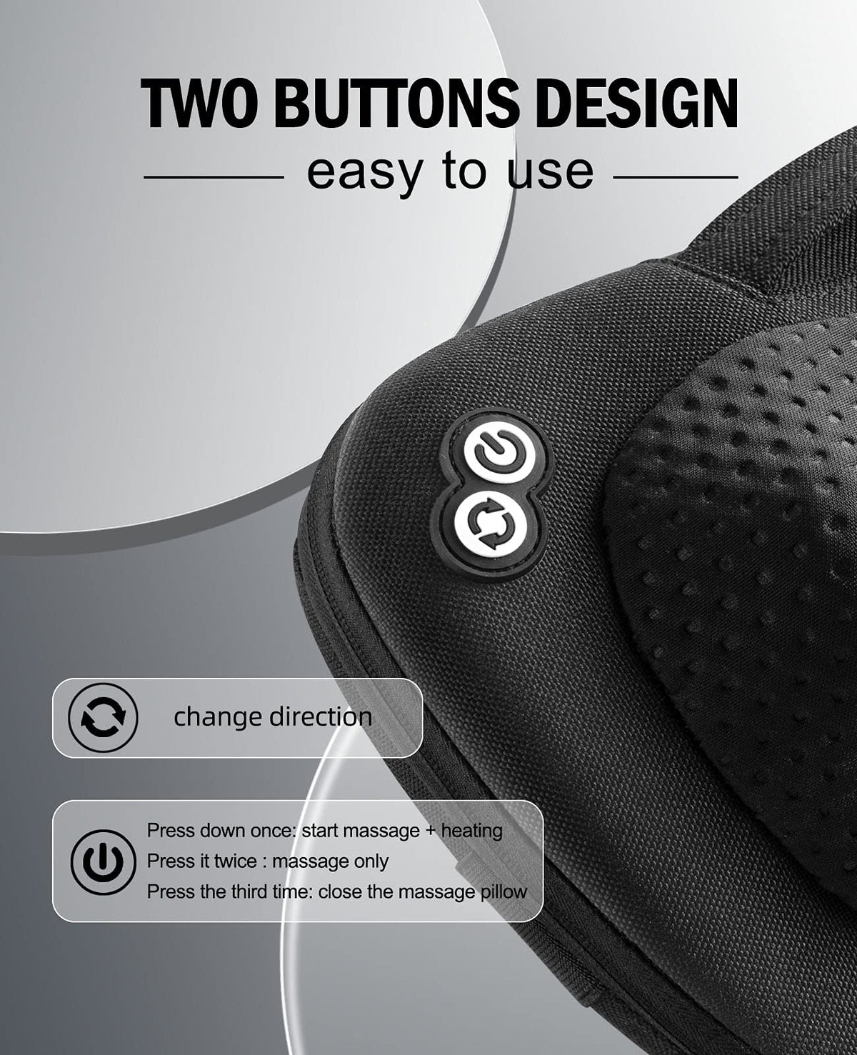 VIKTOR JURGEN Shiatsu Back Massager with Heat for Pain Relief, Gray