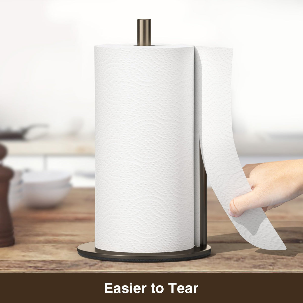 Paper Towel Holder Black Stainless Steel Kitchen Countertop Roll Organizer
