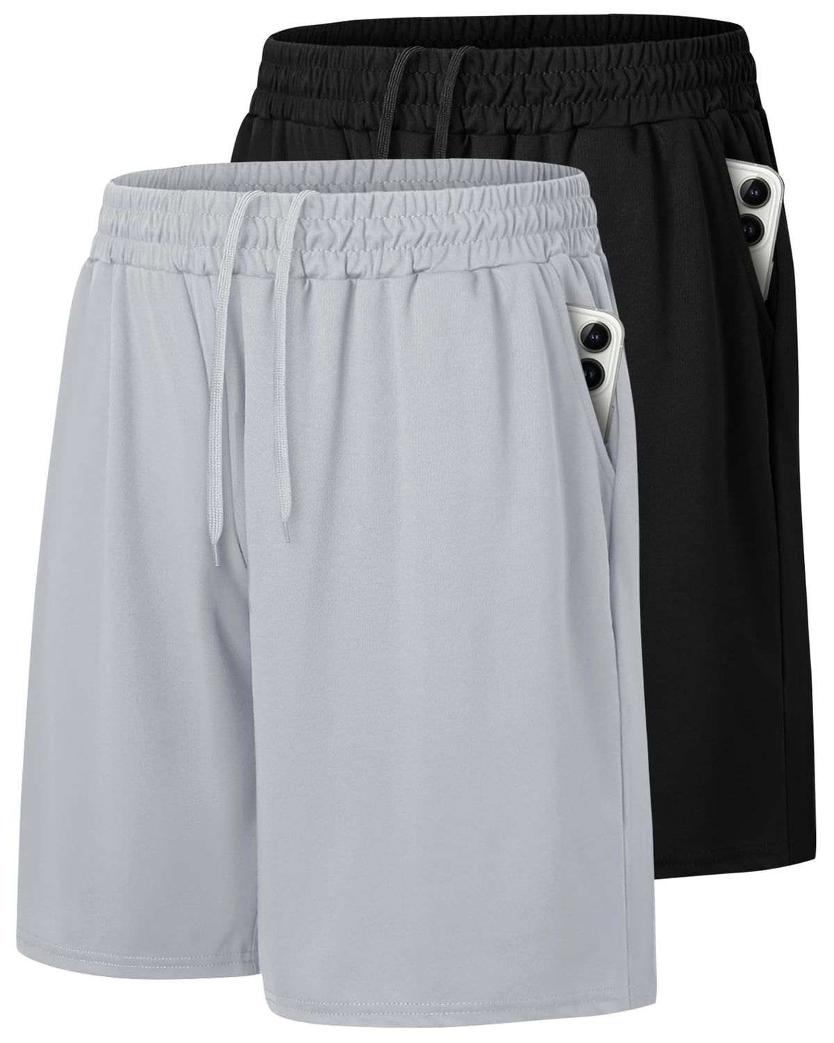 2 Pack Mens Gym Basketball Shorts - Athletic Black Workout Quick Dry Shorts