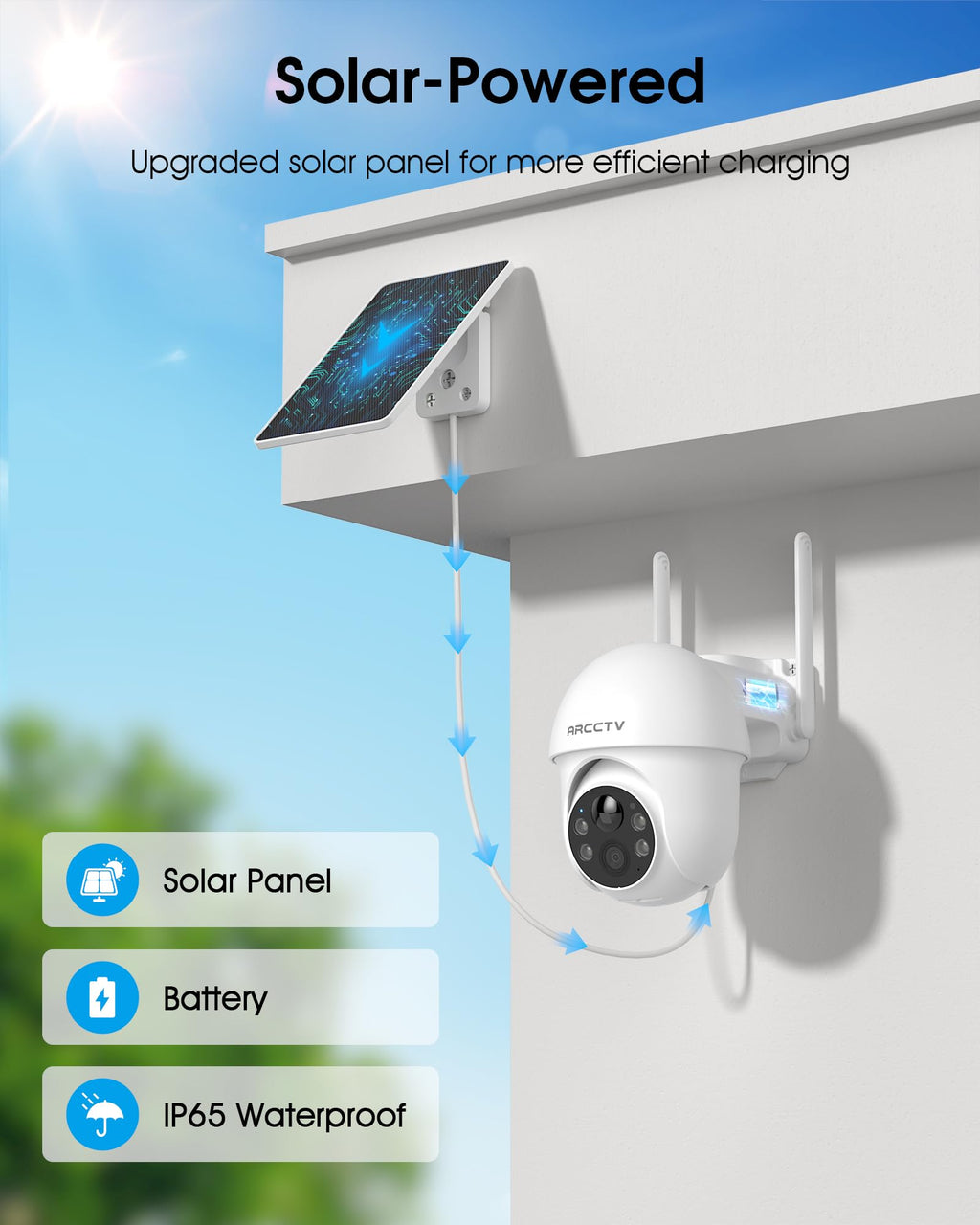 ARCCTV Solar Security Cameras Wireless Outdoor, 2 Pack