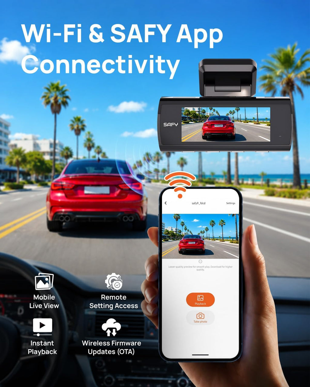 BlackVue SAFY8, 2K + 1080P Dash Cam Front and Rear, 64GB Included