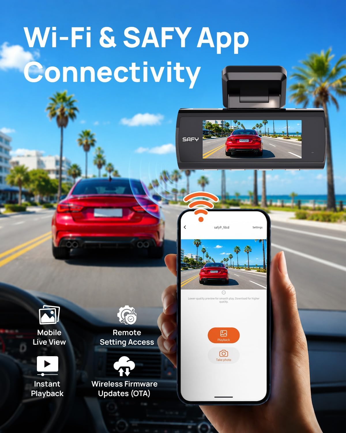 BlackVue SAFY8, 2K + 1080P Dash Cam Front and Rear, 64GB Included