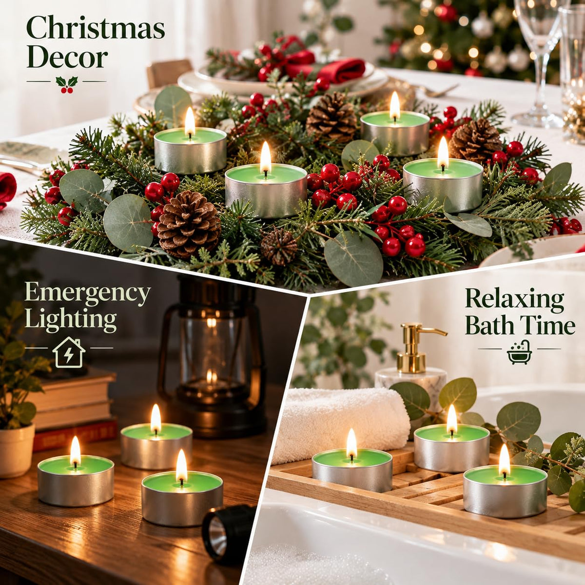 Tea Lights Candles 80 Pack, 4 Hour Palm Wax Tealight Candle Set