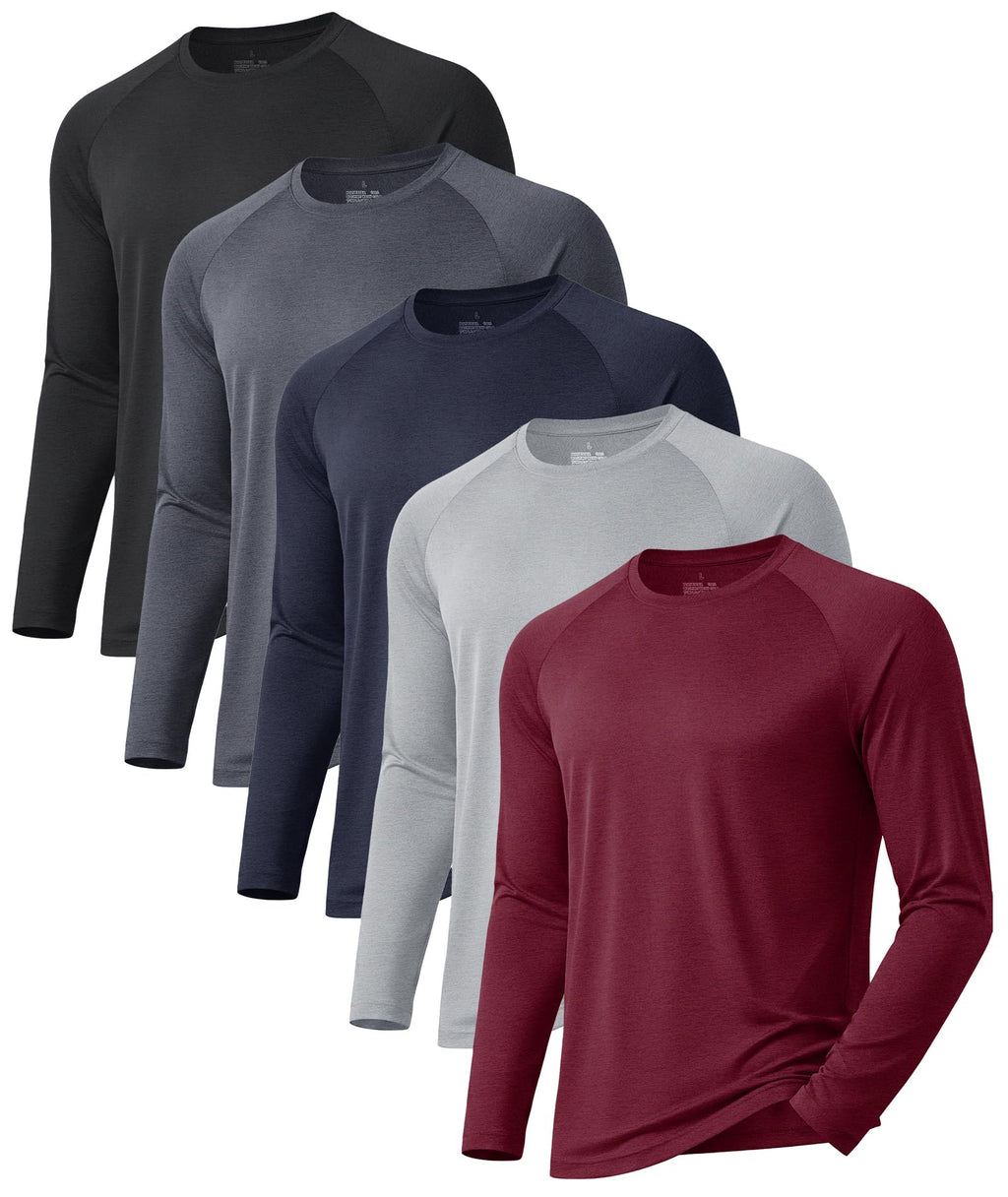 3 Pack Long Sleeve Shirts for Men Sun Protection Quick Dry Workout T Shirts
