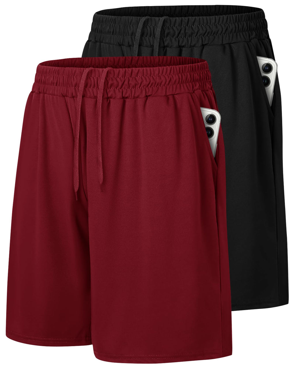 2 Pack Mens Gym Basketball Shorts - Athletic Black Workout Quick Dry Shorts
