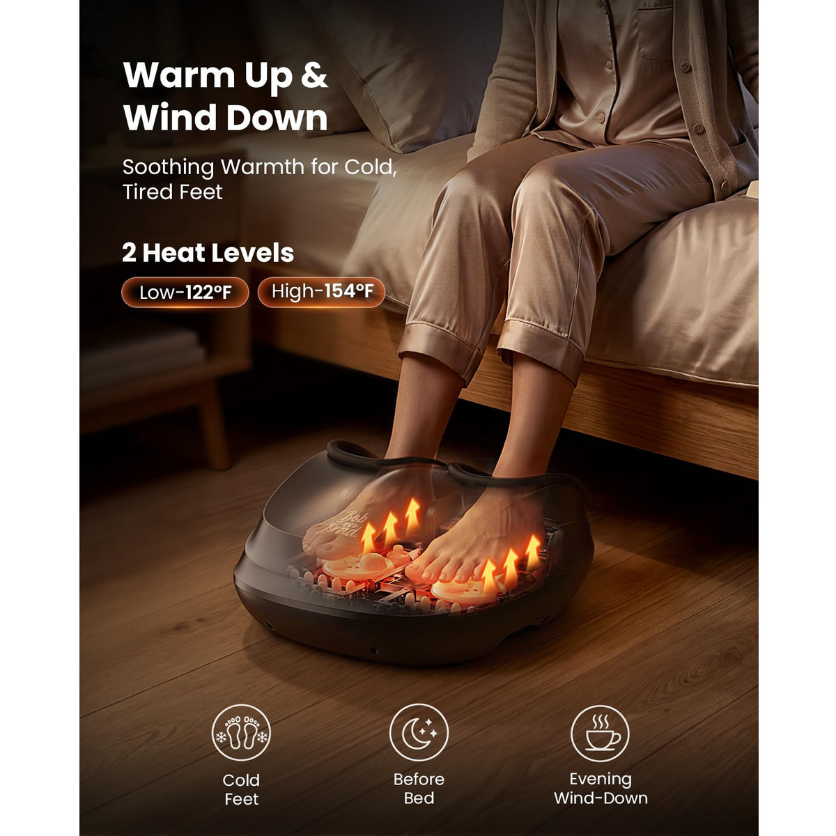 BOB AND BRAD Foot Massager Machine with Heat, FSA Eligible HSA Shiatsu Foot Massager for Plantar Fasciitis & Neuropathy with Kneading & Compression, Cordless Remote Control, Gift for Family, Size 14