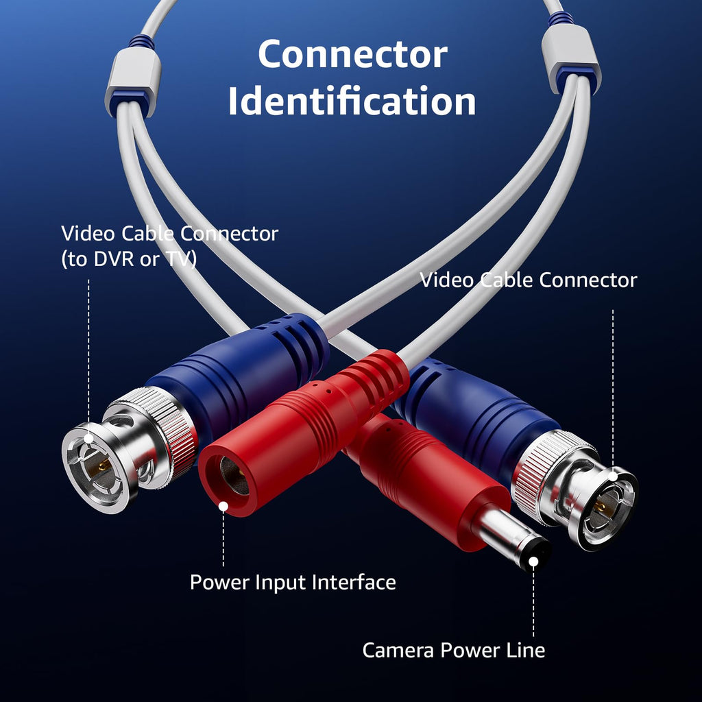 ANNKE 4 Pack 30M/100ft All-in-One Video Power Cables, BNC CCTV Camera Wire