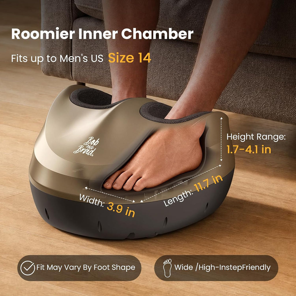 BOB AND BRAD Foot Massager Machine with Heat, FSA Eligible HSA Shiatsu Foot Massager for Plantar Fasciitis & Neuropathy with Kneading & Compression, Cordless Remote Control, Gift for Family, Size 14