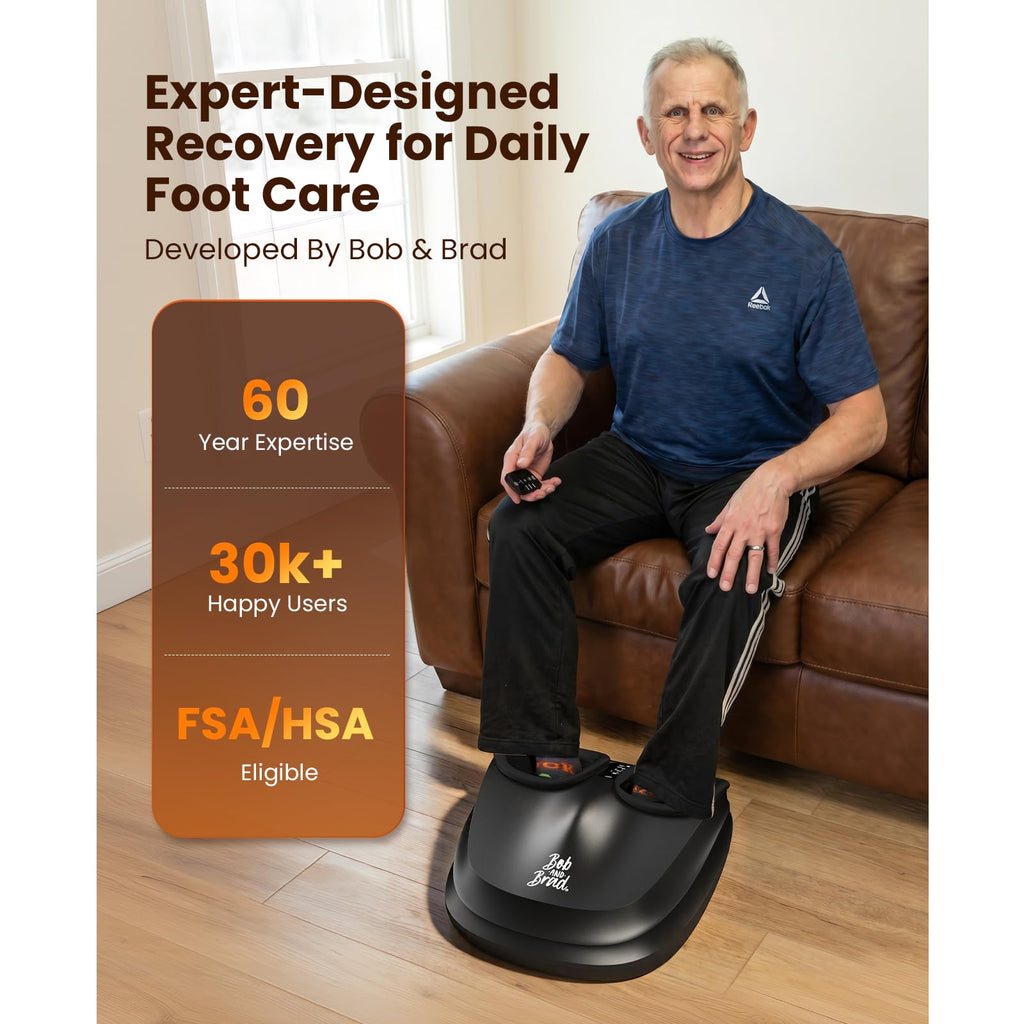 BOB AND BRAD Foot Massager Machine with Heat, FSA Eligible HSA Shiatsu Foot Massager for Plantar Fasciitis & Neuropathy with Kneading & Compression, Cordless Remote Control, Gift for Family, Size 14