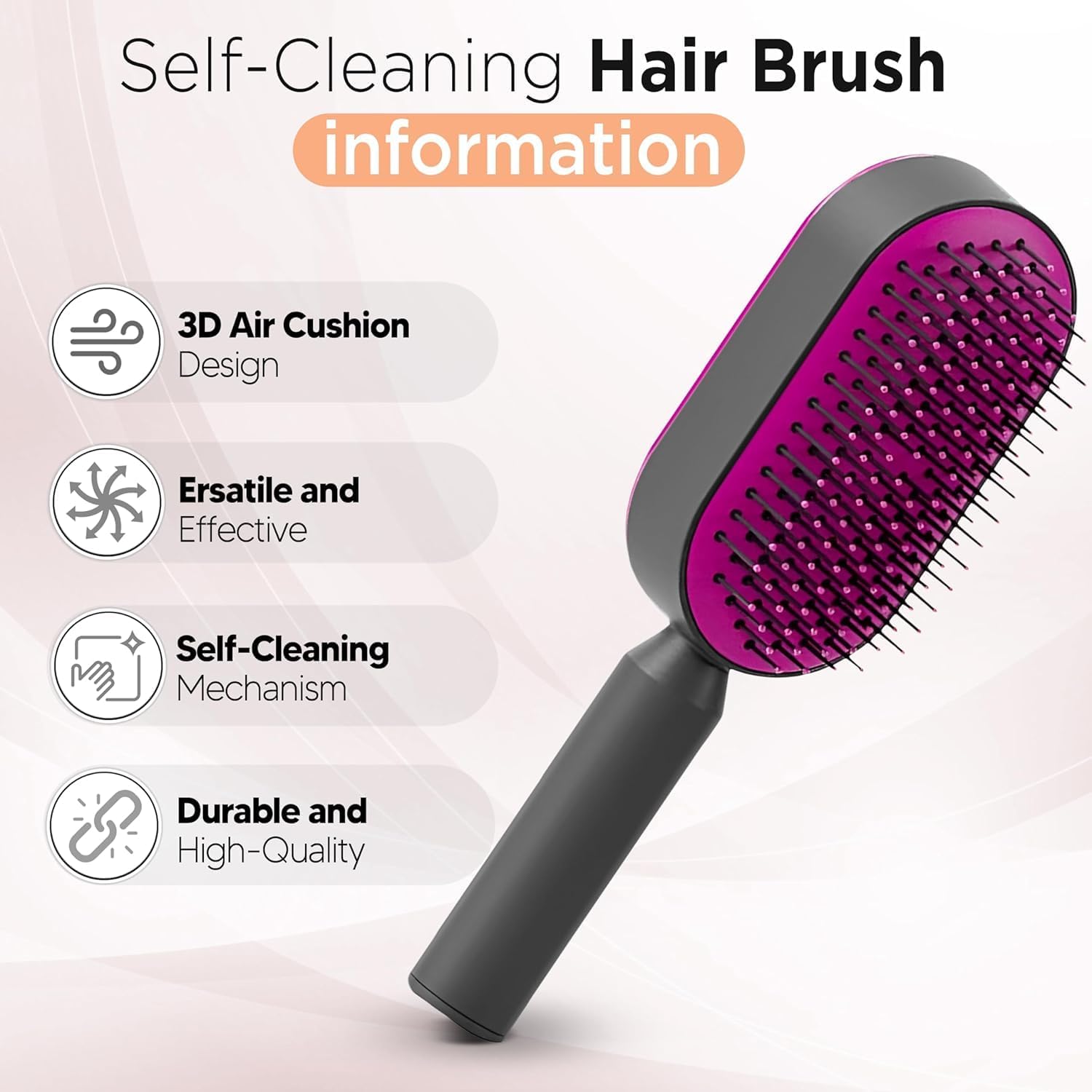 Hair Brush New 3d Air Cushion Brush For Hair Massage, Sleek Hair Brush, Curly Hair Brush, For All Hair-Easy Clean Hair Brush Women & Men Detangling Hair Brush (Purple)