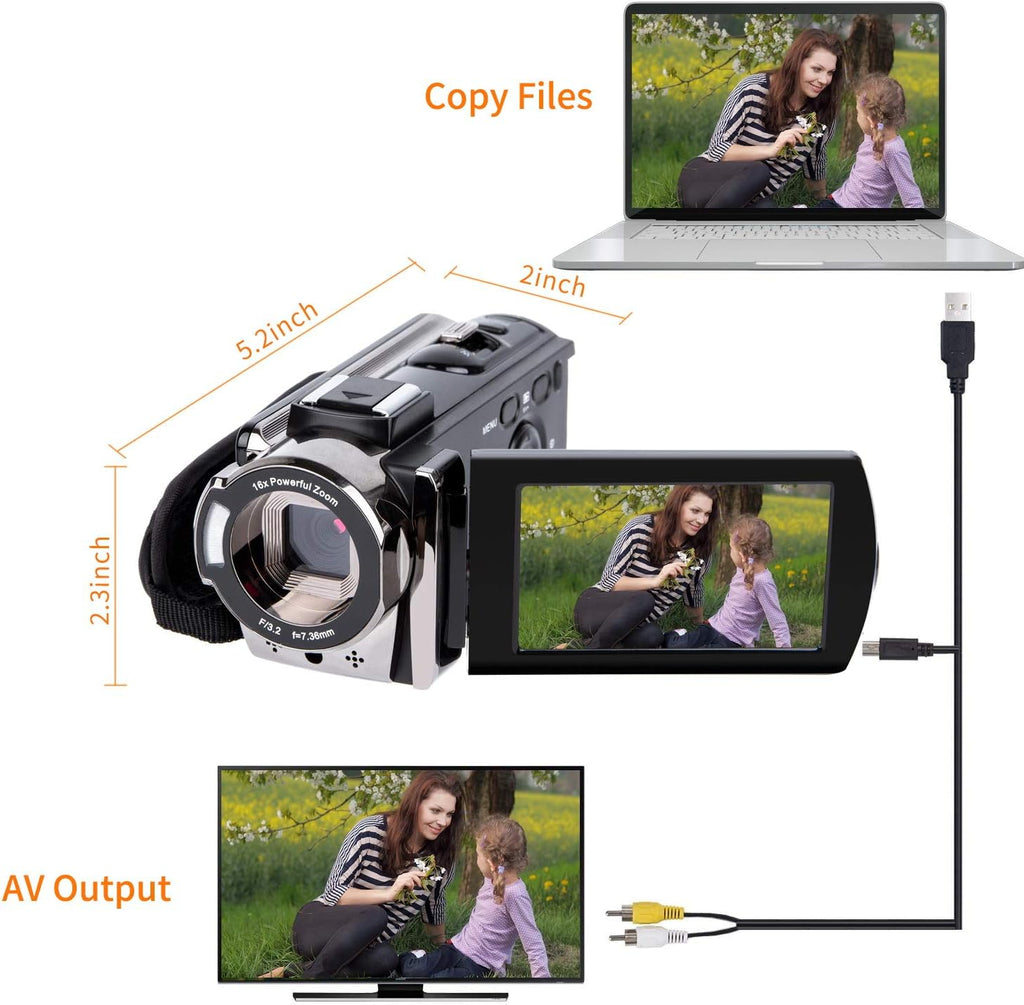 kicteck Video Camera Camcorder Digital Camera Recorder Full HD 1080P 15FPS