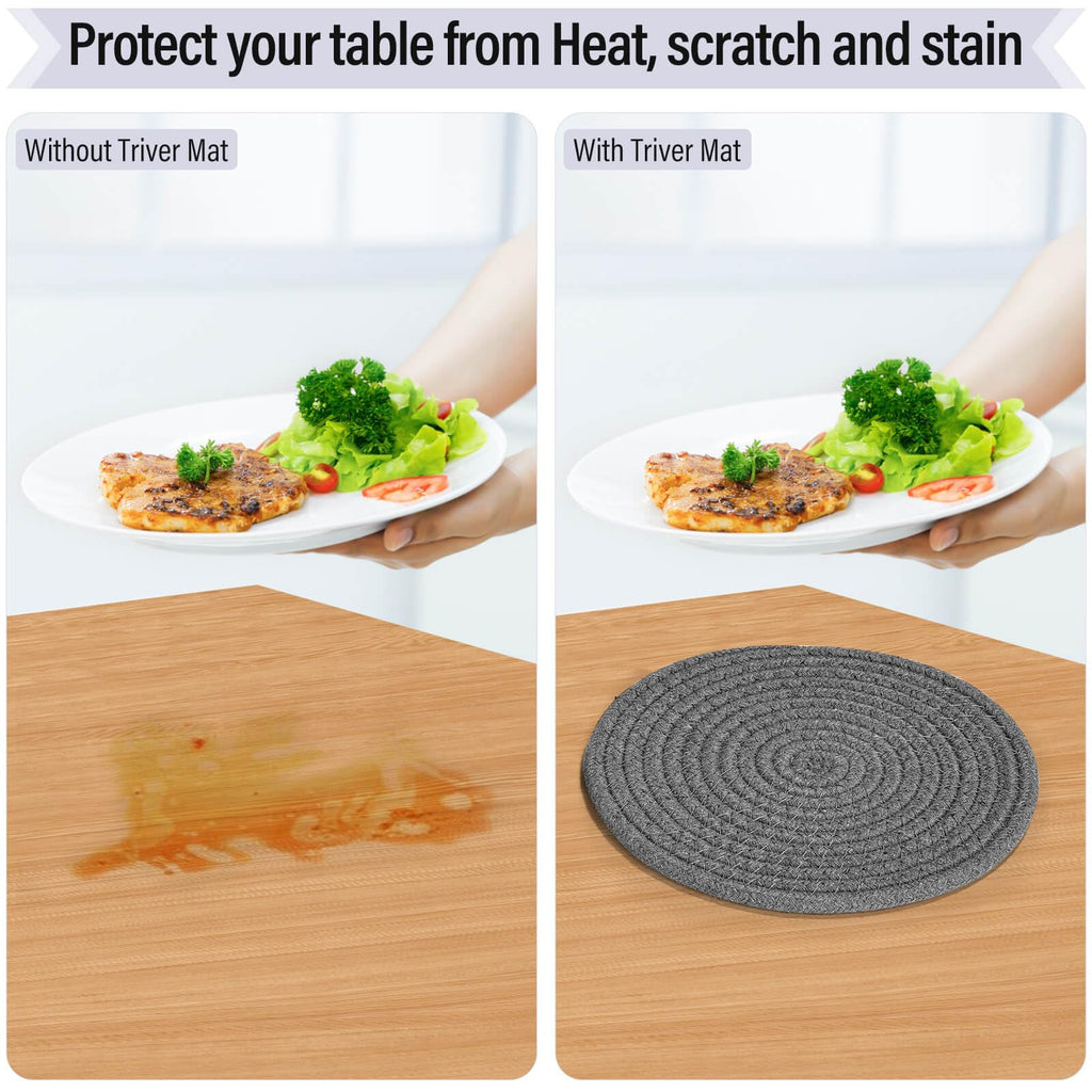 Tidponra Trivet Mats Set for Hot Dishes, 5 Heat Resistant Pot Holders Kitchen Counter, Table, Home Essentials, Anti Stain Hot Pads Plate Mats for Hot pots and Pans, 7 Inches