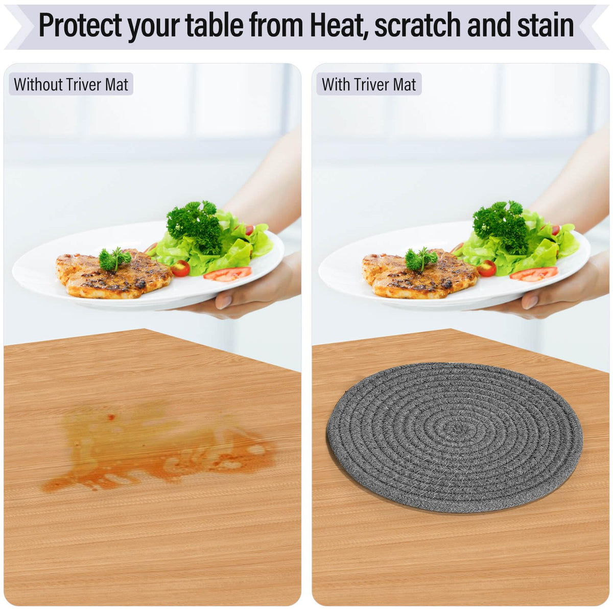 Tidponra Trivet Mats Set for Hot Dishes, 5 Heat Resistant Pot Holders Kitchen Counter, Table, Home Essentials, Anti Stain Hot Pads Plate Mats for Hot pots and Pans, 7 Inches