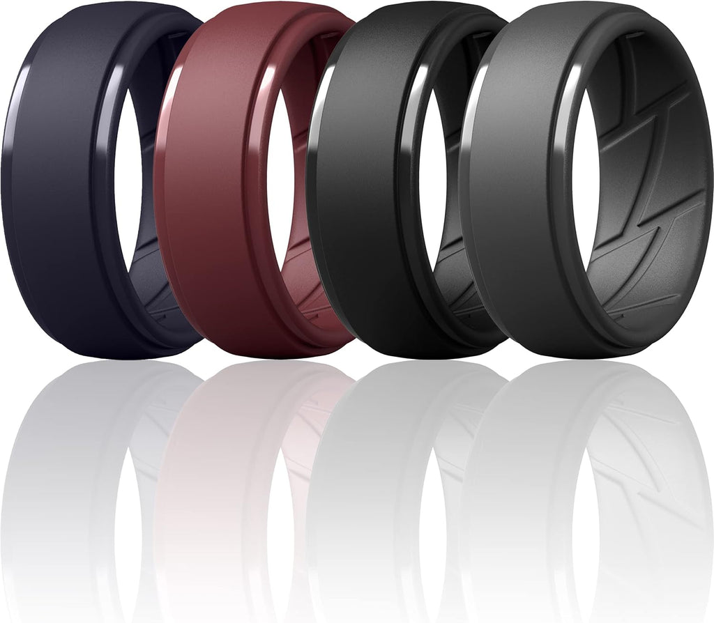ThunderFit Men's Silicone Rings, Breathable Rubber Bands, 10mm Wide