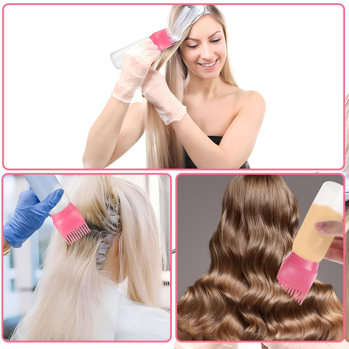 Pimoys 2Pcs 6Oz Root Comb Hair Dye Oil Applicator Bottles For Scalp, Purple