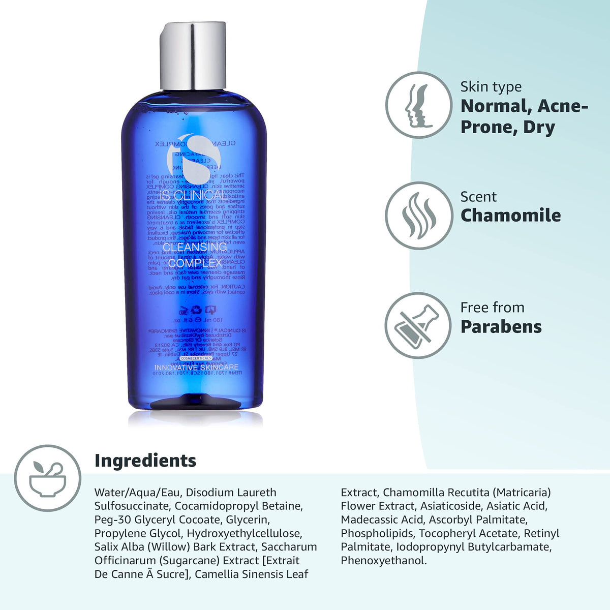 iS CLINICAL Cleansing Complex, 3in1 Gentle deep pore cleanser Face Wash and Makeup remover, Helps Acne-Prone skin
