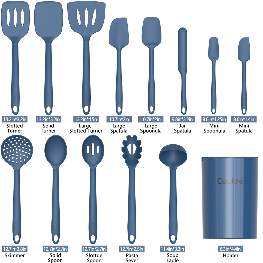 Silicone Kitchen Cooking Utensils Set, Heat Resistant, 14-Piece