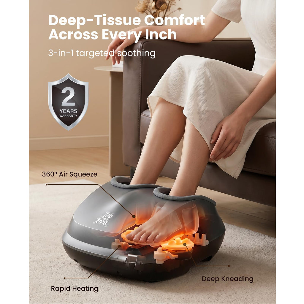BOB AND BRAD Foot Massager Machine with Heat, FSA Eligible HSA Shiatsu Foot Massager for Plantar Fasciitis & Neuropathy with Kneading & Compression, Cordless Remote Control, Gift for Family, Size 14