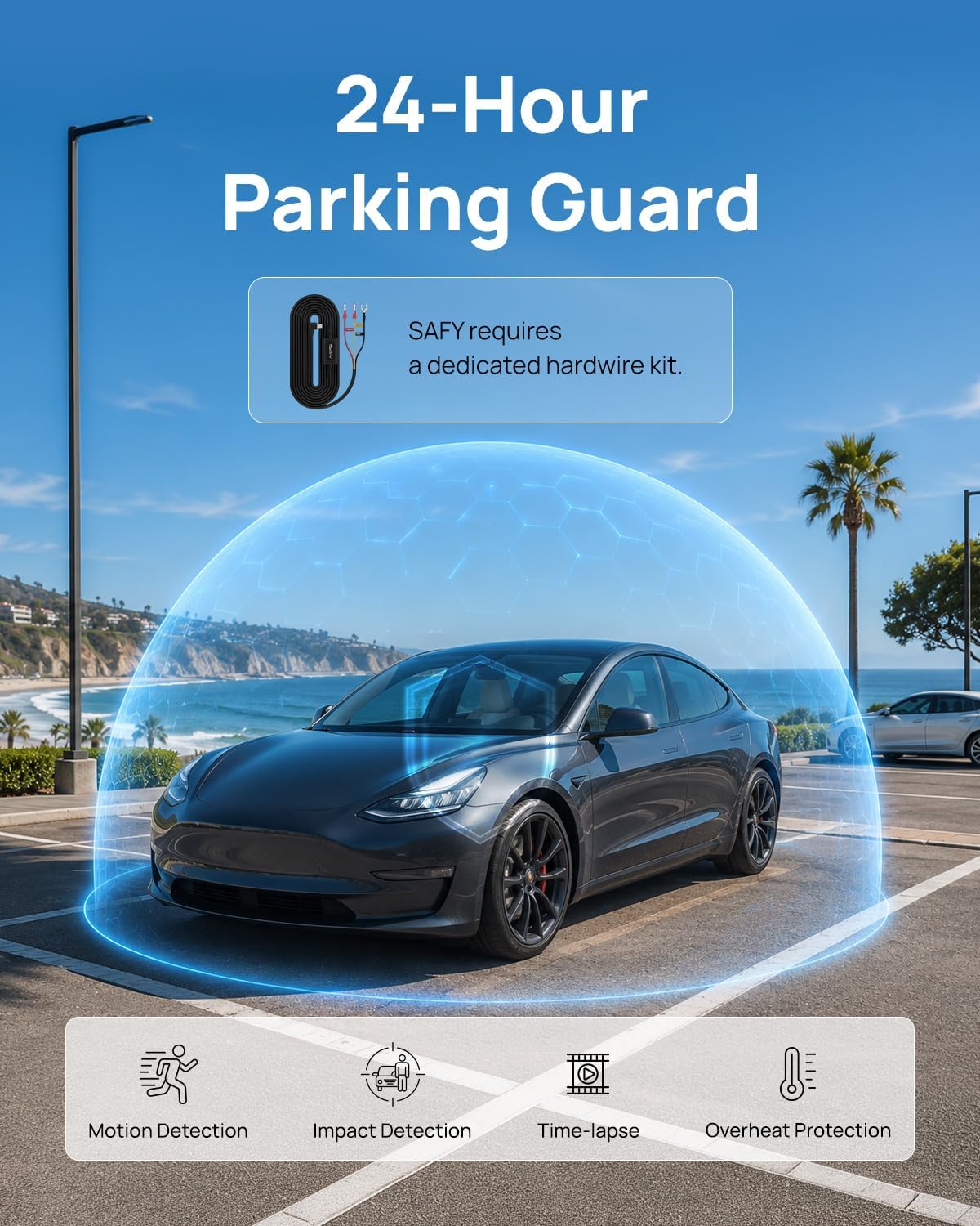 BlackVue SAFY8, 2K + 1080P Dash Cam Front and Rear, 64GB Included